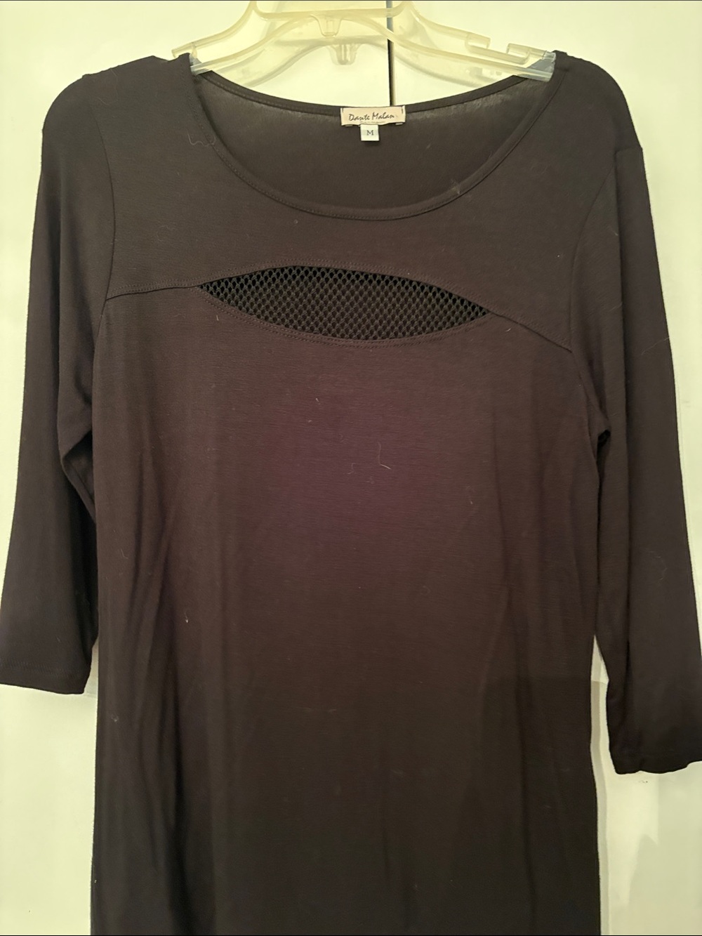 Black Long Sleeve Top with Mesh Chest Inset